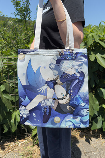 ZipZap Furina Genshin Impact V2 Double-Sided Canvas Print Tote Bag Anime Bag