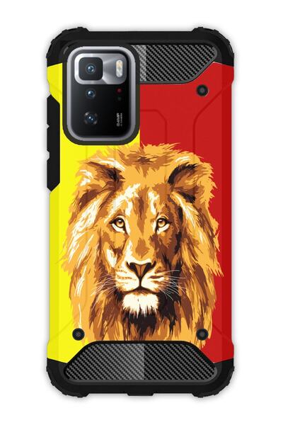 EGSTECH Poco X3 Gt Case Army Tank Full Protection Anti-Shock - Yellow Red Spo...