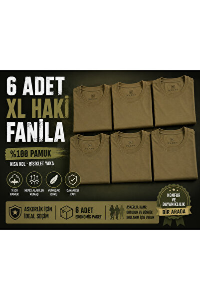 Generic Brand Army 6-Pack Khaki Military Undershirt Size XL 100% Cotton Short...