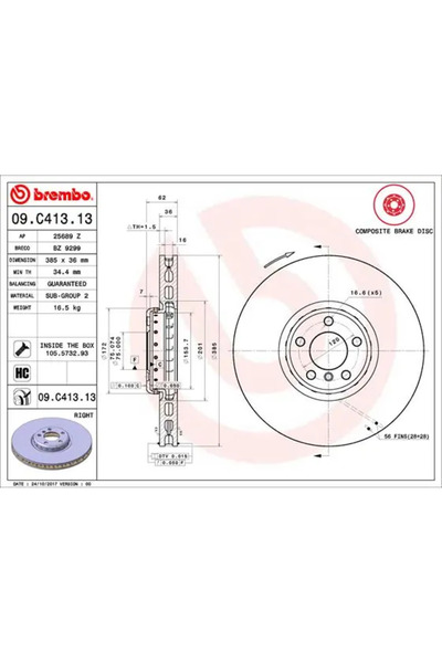 Brembo Disc Frana 09.C413.13 Bmw X5/X6