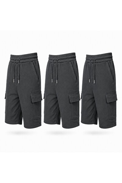 SURMARİ Set de 3 pantaloni scurți unisex, confortabili, cu buzunare cargo