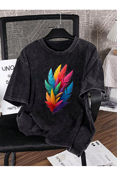 HOFFNUNG Unisex Oversize Vintage Washed Street Style Μόδα του δρόμου Βαμβακερ...