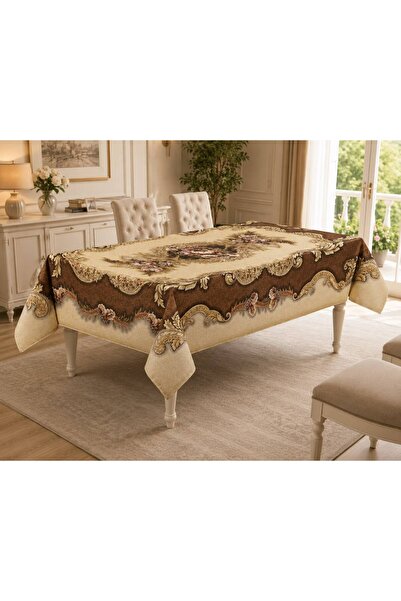 Yeshome Collection غطاء طاولة طعام وغرفة معيشة منسوج بنمط زهور يتسع لـ 6 أشخا...