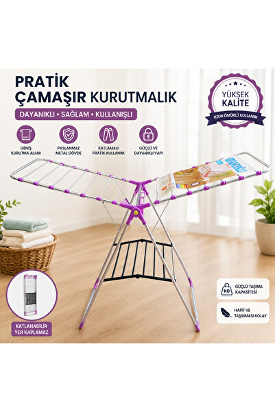 evimsa Çamaşır Kurutmalık Geniş Kurutma Alanı paslanmaz Metal Gövde Katlamalı...