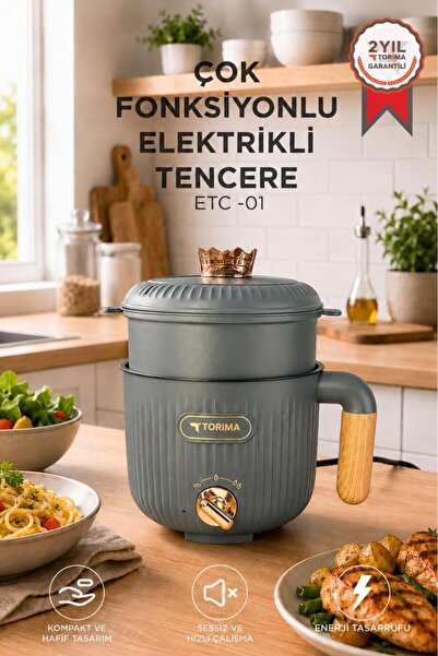 Torima Çok Fonksiyonlu Elektrikli Tencere 1.6L Buharlı Yağda Pilav Yemek Pişi...