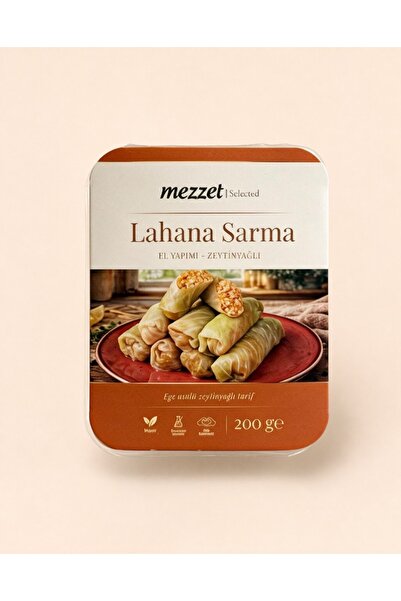 Mezzet Selected Ege Usulü Zeytinyağlı Lahana Sarma 200 g - Katkısız Vegan El ...