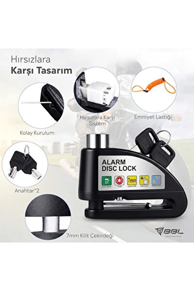 tur bike Fren Diski Kilidi, Alarm 110 dB, Yüksek Sesli Motorsiklet AlarmlıDisk Kilidi