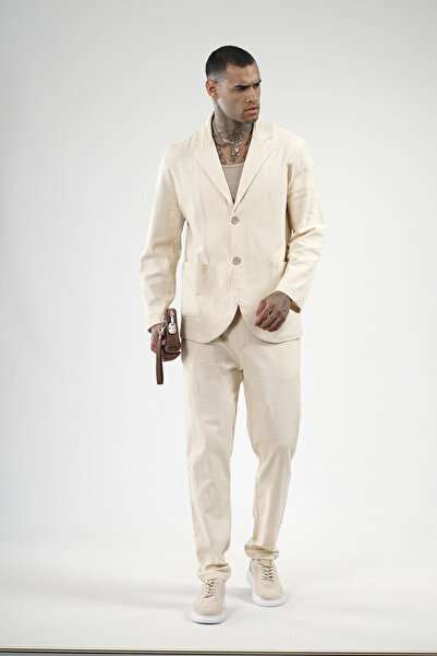 Butik Trend Biz Slim Fit Cotton Linen Bottom-Top Set