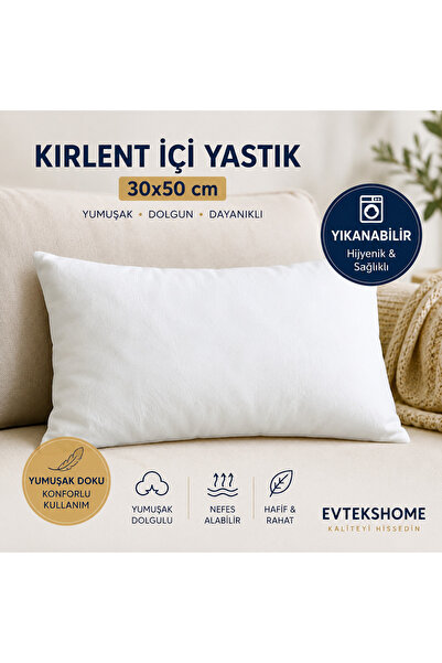 EVTEKSHOME 30x50 cm Kırlent İçi Yastık Nonwoven Kumaş Boncuk Elyaf Dolgulu Yı...
