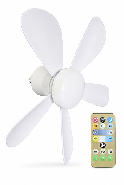 HİVA Kumandalı Pervaneli LED Ampul 35W E27 – 5 Kanatlı, 3 Renk ve 3 Kademeli ...