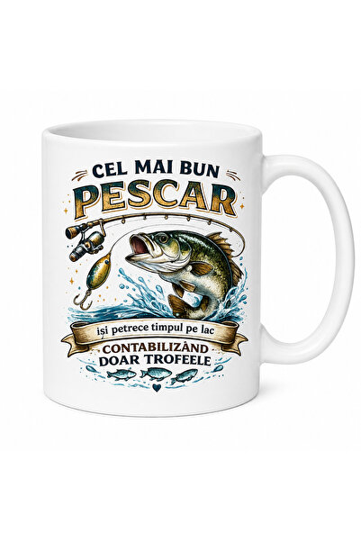 Generic Brand Cana Cadou pentru Pescar „Cel mai bun pescar”, Ceramica, 330 ml...
