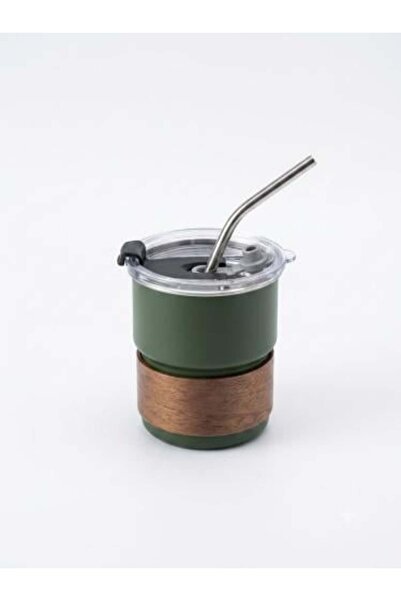 Smart Kitchen كوب فولاذي بغطاء وشفاطة، يحافظ على الحرارة، سعة 240 مل - لون زي...