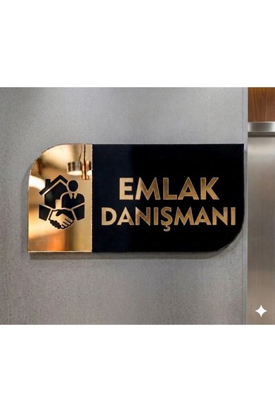Ronson Emlak Danışmanı Kapı Tabelası | Kişiselleştirilebilir Siyah Pleksi Üze...