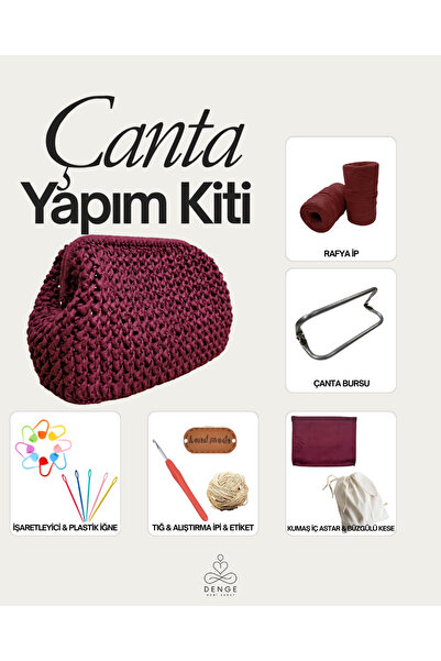 Denge Hobi Sanat Kalla Çanta Örgü Kiti, Çanta Yapım Kiti, Burslu Çanta Yapım ...
