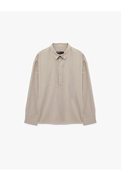 Koton Regular Fit Cotton Polo Collar Long Sleeve Shirt