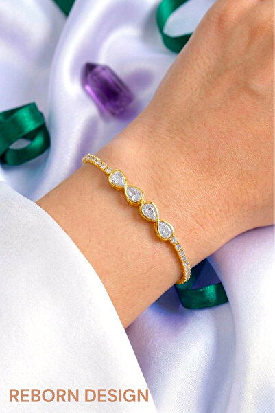 REBORN DESIGN Zircon Stone Infinity Model Gold Color Elevator Bracelet