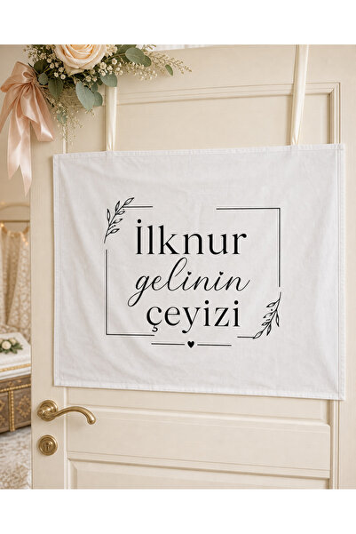 YGEN Kişiye Özel Gelinin Çeyizi Yazılı Kapı Süsü İsim Baskılı Çeyiz Odası Afi...