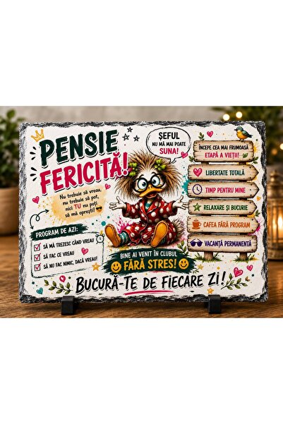 hiperborea Ardezie Personalizată –„Pensie Fericită!” - Cadou Haios de Pension...