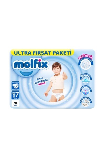 Molfix Ultra Fırsat Paketi 7 Beden XX Large 78 Adet 20-30 Kg