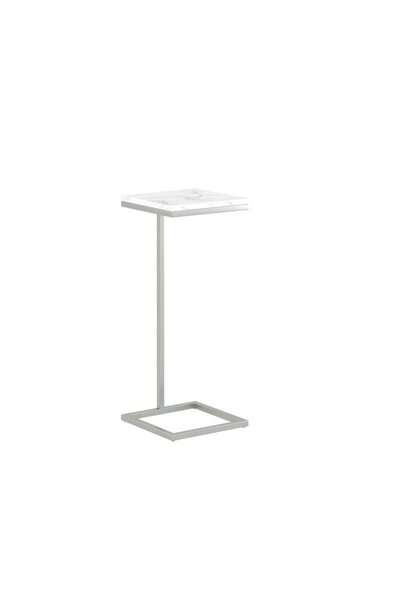 Roots Furniture طاولة مربعة من النيكل المصقول مقاس 10 بوصات مع رخام كارارا