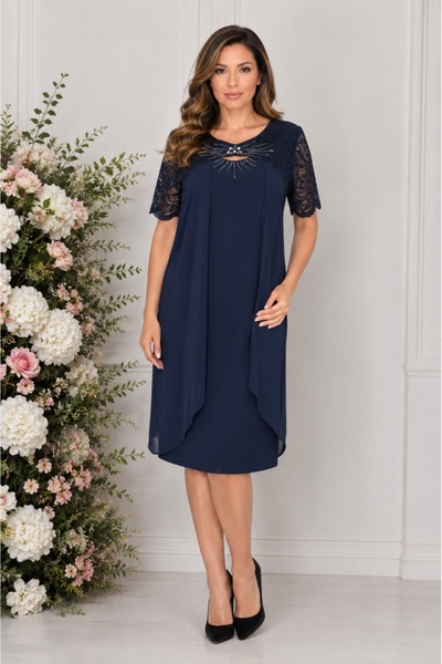 OEM Rochie rafinata Raelynn cu aplicatii de strasuri,nuanata de bleumain