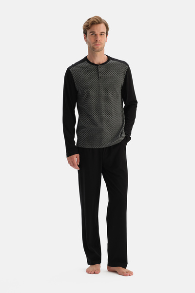Dagi Black Jacquard T-Shirt and Pants Set