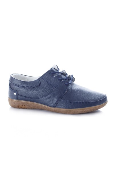 OEM Pantof din piele naturala mata, culoare bleumarin, model clasic
