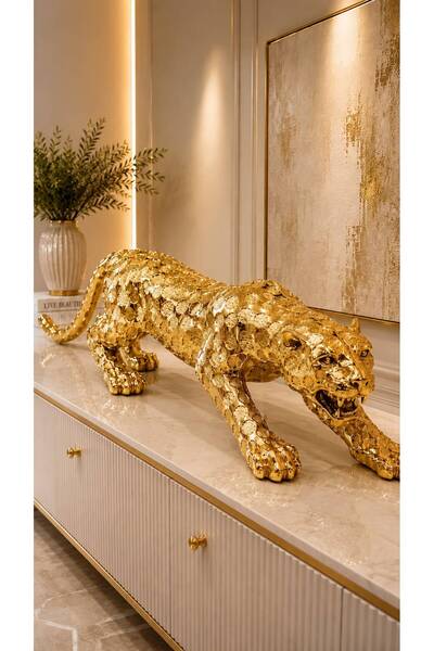 EVSA DEKORATİF Büyük Panter Biblo Kaplama gold