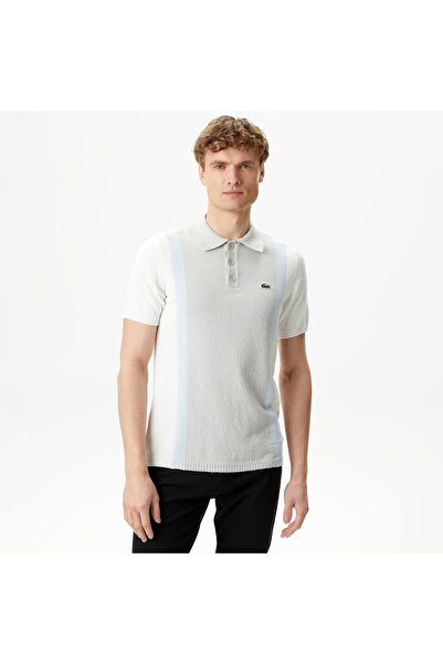 Lacoste Men's Regular Fit Short Sleeve Shirt Collar Gray Knitwear
