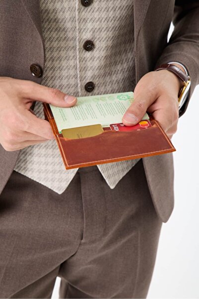 pasaportluk ve kartlık vintage turuncu crazy deri