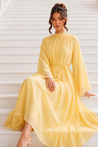 benguen Chiffon Hijab Dress S0159 Yellow