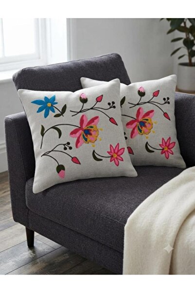 Çeyiz Diyarı Savana 2-Pack Punch Embroidered Throw Pillow Cover 45X45 cm