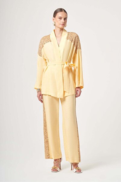 FTZ WOMEN Sequin Detailed Women's Suit Yellow 31431