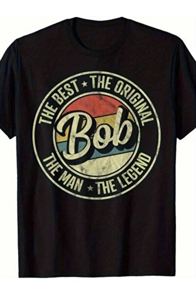 KYMC07 Bob Retro T-Shirt First Name Text (E.G.) Unisex Cotton Crew Neck Tee C...