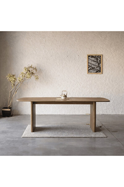 Roots Furniture طاولة طعام ميلاف بسطح خشبي