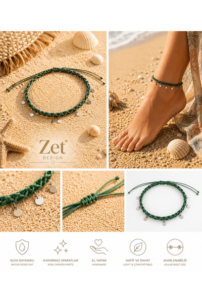 EL YAPIMI Macrame Sequin Anklet