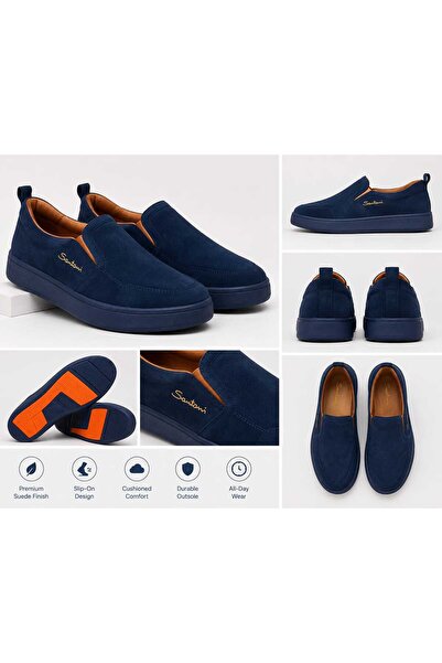 Generic Men's Navy Blue Slip-On Casual Loafers – Comfortable Everyday Walking...