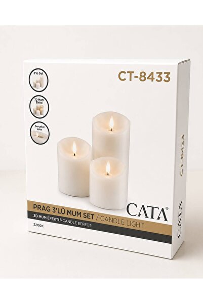Cata CT-8433 PRAG 3’LÜ LED’li MUM SETİ (Pilli – Pil Dahil Değildir)