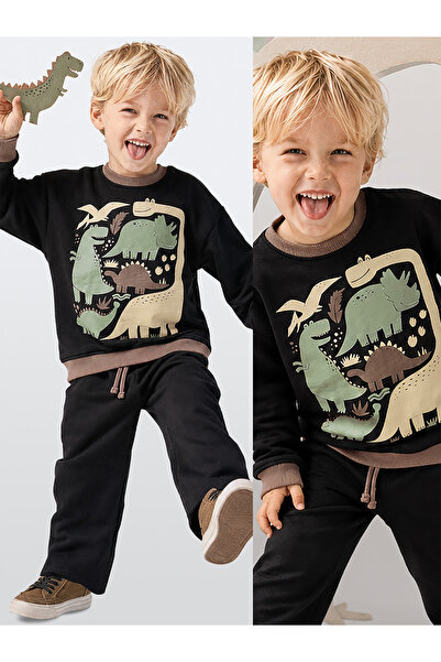 Denokids Boys' Tracksuit Set 100% Cotton Dinosaur Printed Winter Wear (2-8 Ye...