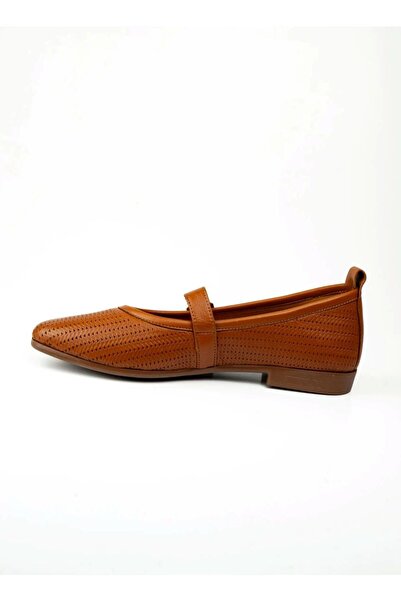 Moda Arena 57 Leather Strap Braided Women's Ballerinas