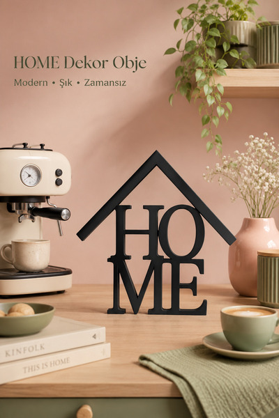 fao shop 7/24 Dekoratif HOME Yazılı Ev Biblosu 15×15 cm | Modern Salon, TV Ün...