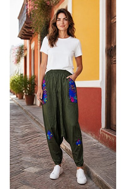 MODA Çiçekli Yamalı Şalvar