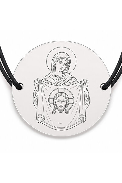 Simoshop Brățară argint 925 cu bănuț Sfânta Veronica, șnur negru reglabil