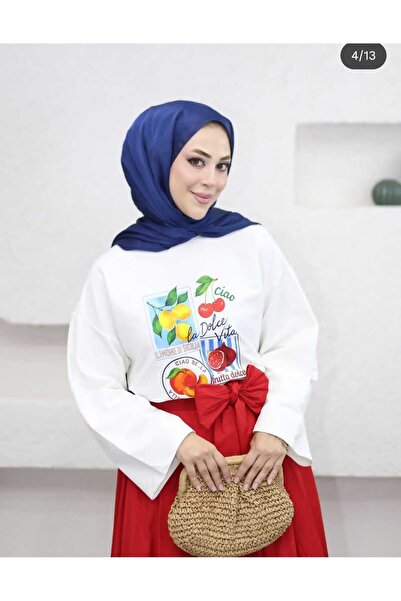 Elines butiq Baskılı Oversize Tşört