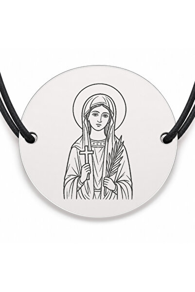 Simoshop Brățară argint 925 cu bănuț Sfânta Cristina, șnur negru reglabil