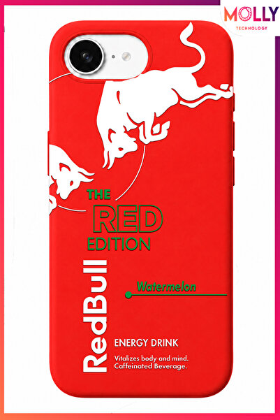 Molly iPhone 16E İçin Kırmızı The Red Edition Desenli İçi Kadife Silikon Kılıf