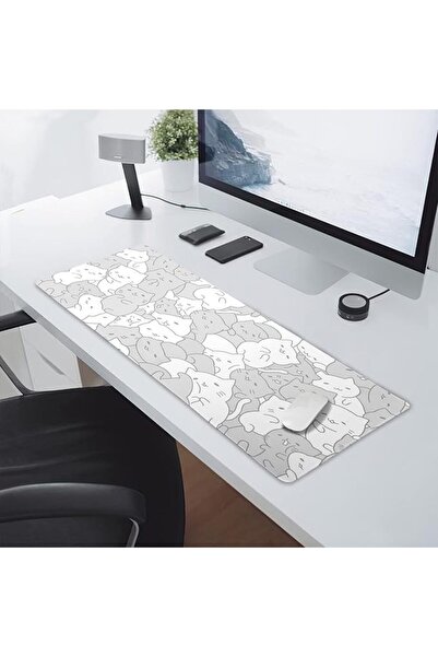GENERAL White Kawaii Cats Gaming Mouse Pad XL Cute Anime Kittens Japanese Ext...