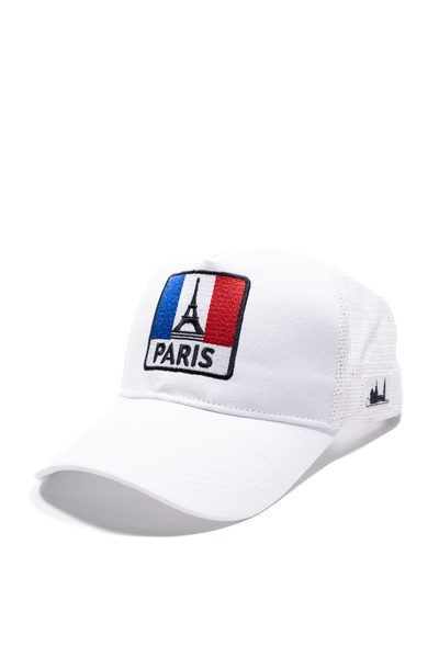 All citys Paris Eiffel Tower and Flag Embroidery Detailed Mesh Trucker Hat