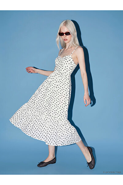 LC Waikiki Alita City Heart Collar Polka Dot Strap Dress with a Difference
