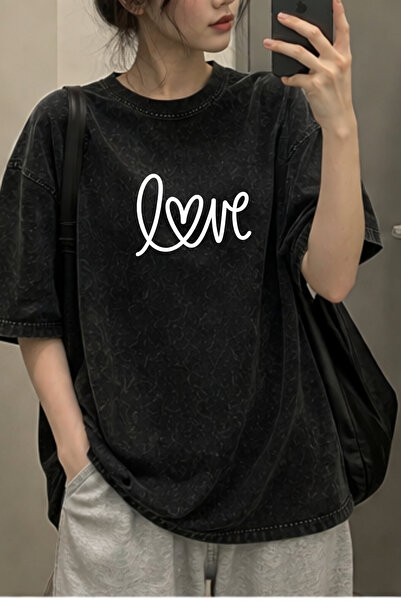 HOFFNUNG Unisex Oversize Vintage Washed Street Style Μόδα του δρόμου Βαμβακερ...